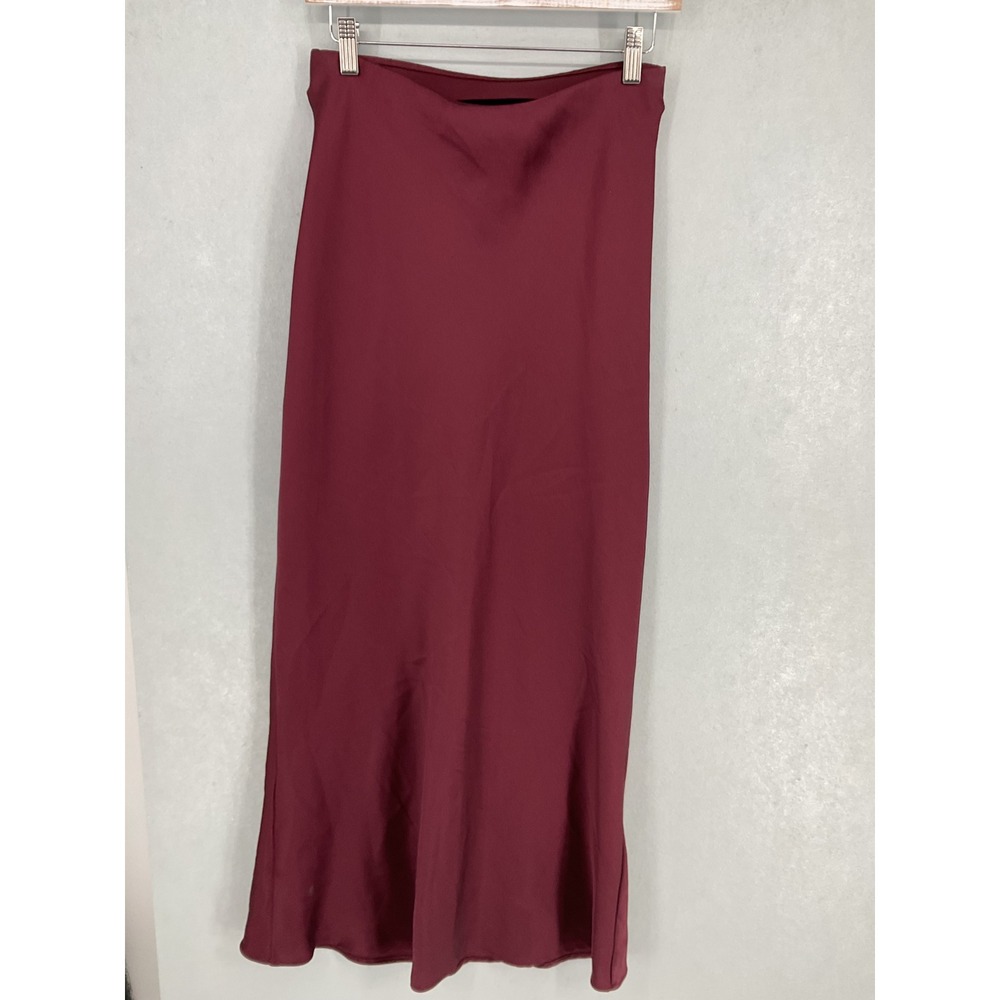Zara Womens Midi Skirt Burgundy Satin Slip Bias Cut Small - Picture 3 of 7